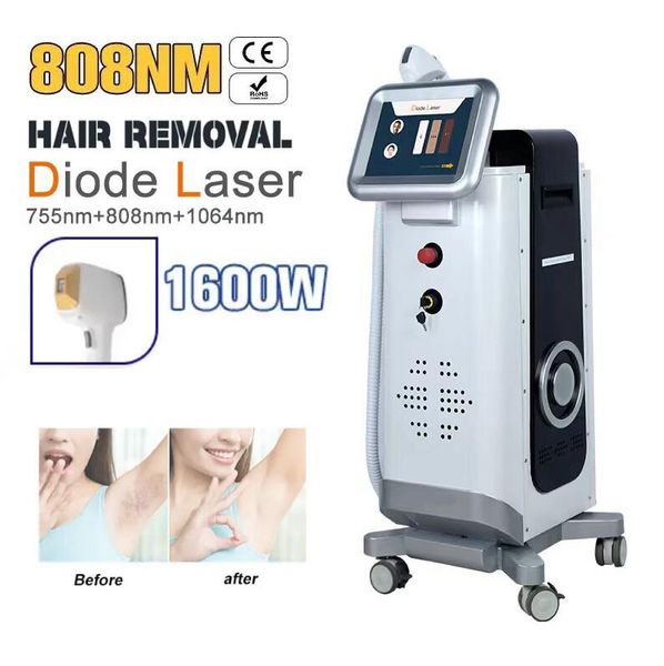 

directly effective diode laser 3 wavelengths 755 808 1064nm hair removal machine skin rejuvenation professional painless hair remove beauty, Black