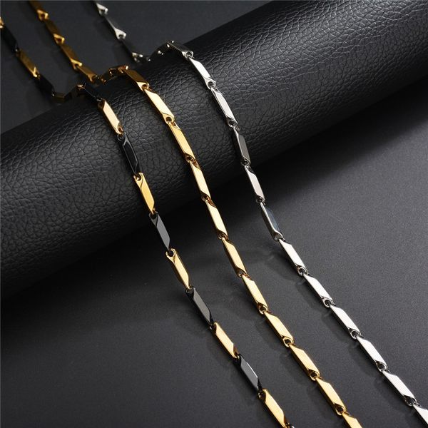 

2-3mm stainless steel rhombus link necklace woman chain for man party designer south american mens silver 18k gold necklaces chokers accesso