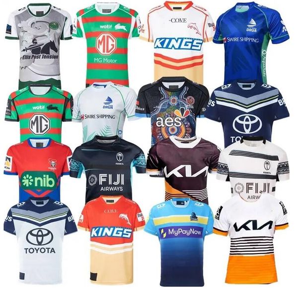 

2023 knights fijian drua rugby jerseys gold coast titans dolphins fiji south sydney rabbitohs home away heritage north queensland indigenous, Black;gray