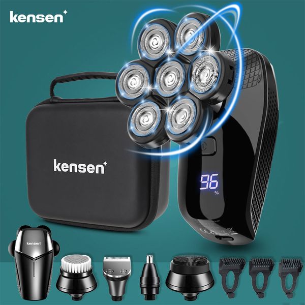 

electric shavers kensen 5 in 1 7d rechargeable bald head kit for men usb led display razor heads beard ear hair trimmer 230328
