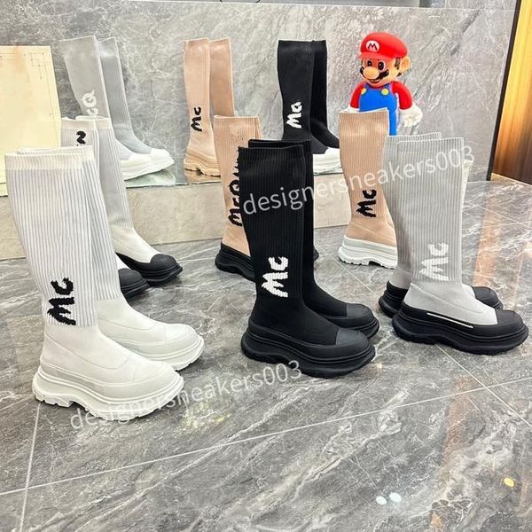 

fashion leisure women heels autumn and winter knitted elastic boots socks and knee boots fashion stockings shoes long boots, Black