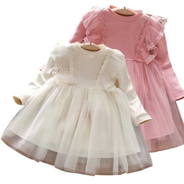 

girl's dresses children's casual cotton long sleeve dress for girls pink and white party dress lovely lace princess dress p230327, Red;yellow