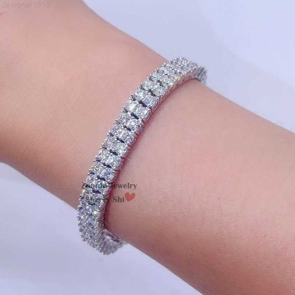 

stock ready to ship gra certificated 3mm two rows iced out moissanite tennis bracelet, Silver