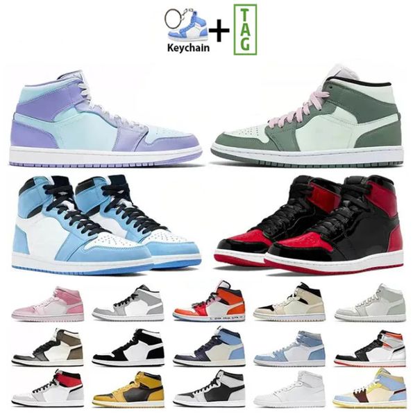 

jumpman 1s high sports basketball shoes mens women hyper royal university blue bred black toe dark mocha shadow daimond denim obsidian chica