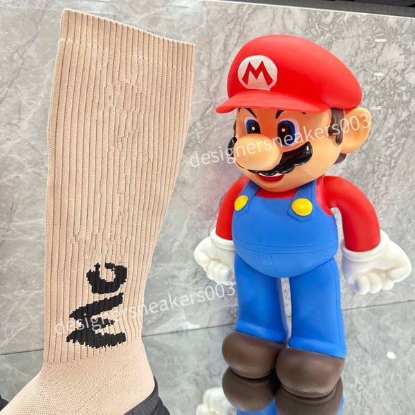 

2023women fashion leisure women heels autumn and winter knitted elastic boots socks and knee boots fashion stockings shoes long boot, Black