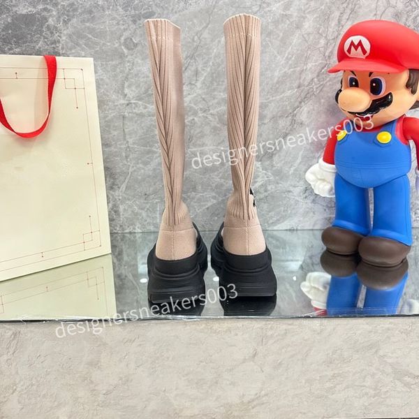 

new women fashion leisure women heels autumn and winter knitted elastic boots socks and knee boots fashion stockings shoes long boot, Black