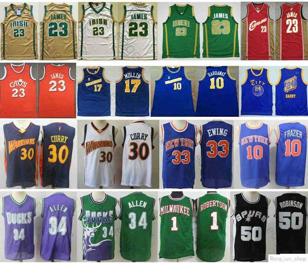 

mens retro david robinson ray allen oscar robertson jersey stephen curry lebron james vintage basketball jerseys mix order, Black;red