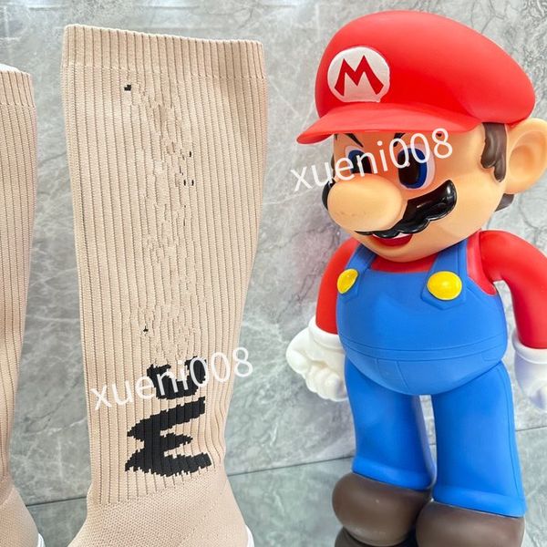 

2023women autumn socks flat long boots fashion knitted elastic boot designer alphabetic lady letter thick platform women shoes large, Red;white
