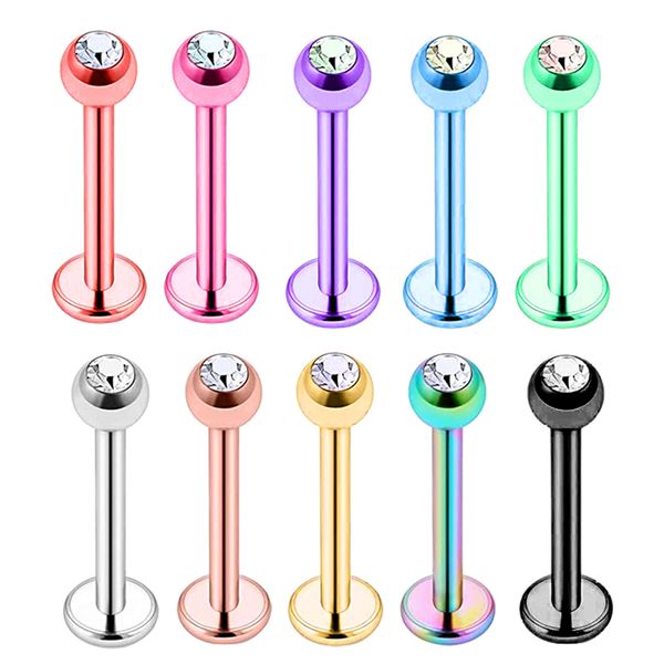 

tragus helix bar 3mm ball stainless steel labret lip bar nose stud ear cartilage piercing body jewelry 10 colors wholesales mix, Black