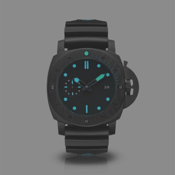 

mens automatic mechanical carbon fiber watch black green rubber 0, Slivery;brown