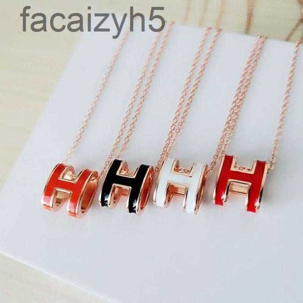 

strands, strings designer aijia high edition letter necklace light and luxury enamel h sterling silver fashion versatile, Black