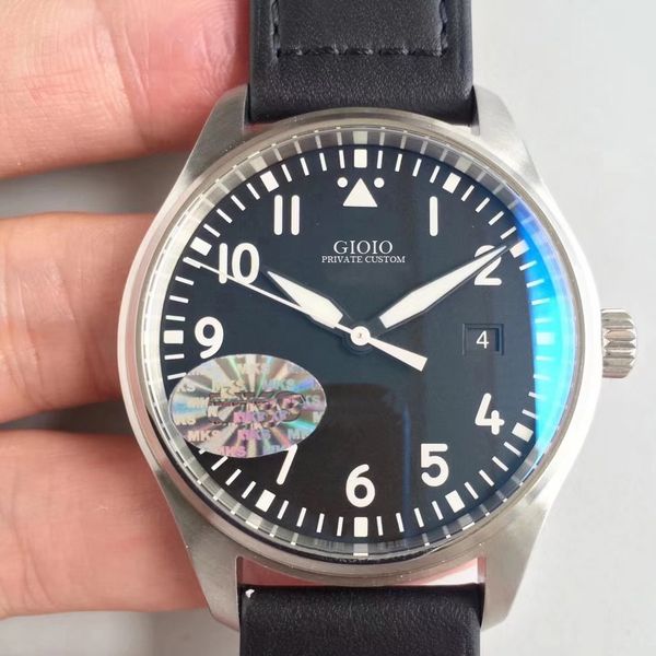 

0 mens automatic mechanical pilot black leather brown watch 1 12, Slivery;brown