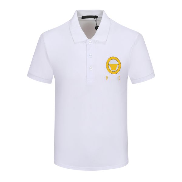 

2023sp italy summer 100%cotton men polo t-shirt est logo print fashion clothing shirt trend short sleeve tshirtm-3xl, White;black