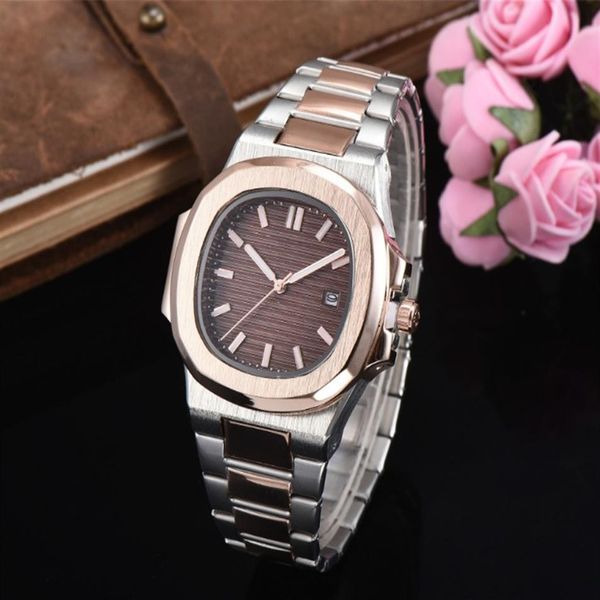 

brand timepiece 2021 new fashion women mens stainless steel belt watches casual a1 watch quartz business watch gift clocks hor3105, Slivery;brown