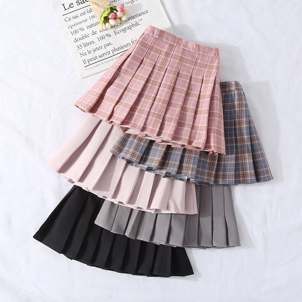 

skirts girls' pleated skirt summer children's college style casual all-match plaid mini skirts wt774 230328, Black