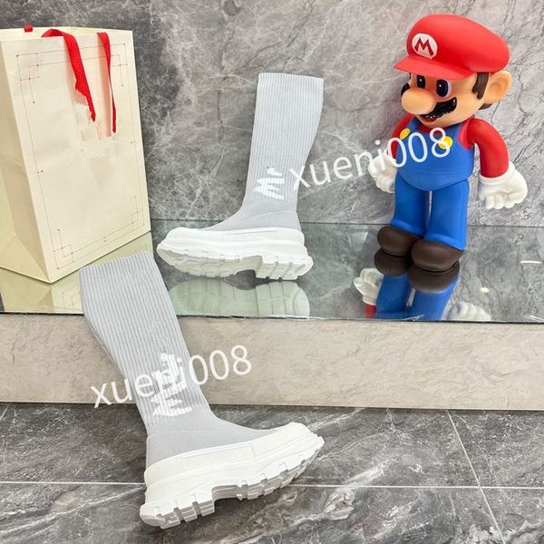 

2023new womens new socks shoe designer women's coach socks long boots knitted women's walking black lace, Red;white