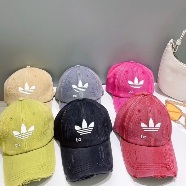 

co-branded ripped baseball cap, Blue;gray