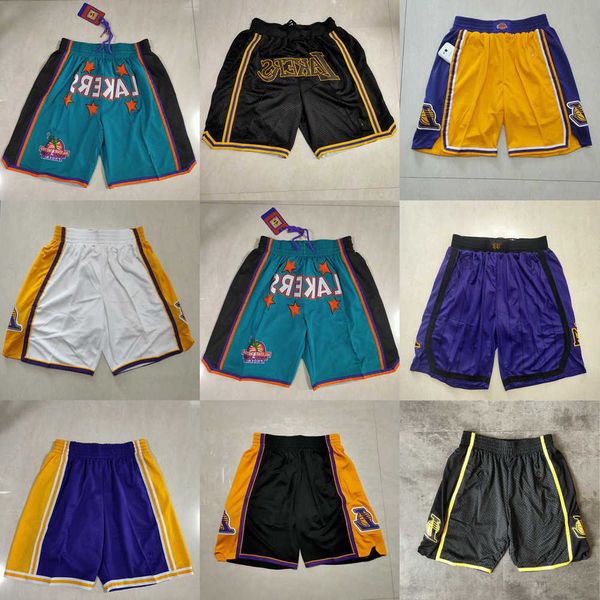 

2023 los angeles''lakers''men throwback basketball shorts pocket red black
