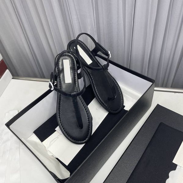 

2023 women's sandals peep-toe chunky heel summer sandals leather designer large size fashion channel elegant temperament office shoes x, Black