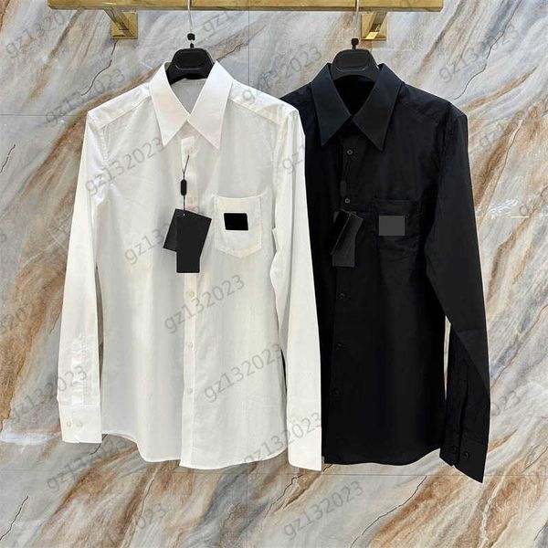 

brand blouses metallic logo trim pocket lapel long sleeves shirts simple casual style solid color joker blouses 2 colors shirts for women fa, White