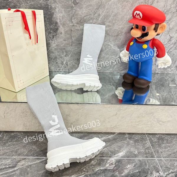

new fashion leisure women heels autumn and winter knitted elastic boots socks and knee boots fashion stockings shoes long boots, Black