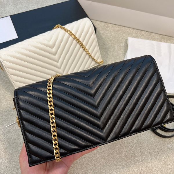 

handbag shoulder bag brand designer bags seam leather ladies metal chain black fashion black clamshell messenger chain bags box wholesale le