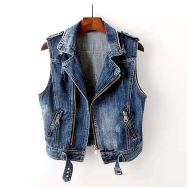 

women's vests fashion denim vest female spring autumn sleeveless wild short jacket women plus size 5xl smoky gray jean waistcoat 23032, Black;white