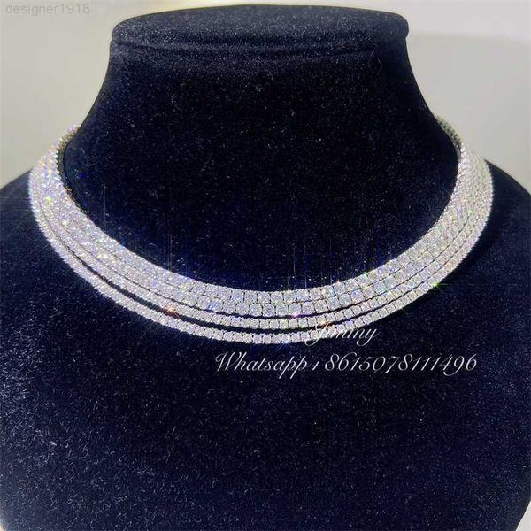 

2022 selling hip hop iced out jewelry 10k/14k/18k real gold moissanite diamond tennis chain, Silver