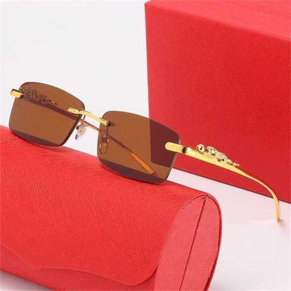 

luxury designer sunglasses 20% off stereo leopard head trendy street frameless copying square glasseskajia, White;black