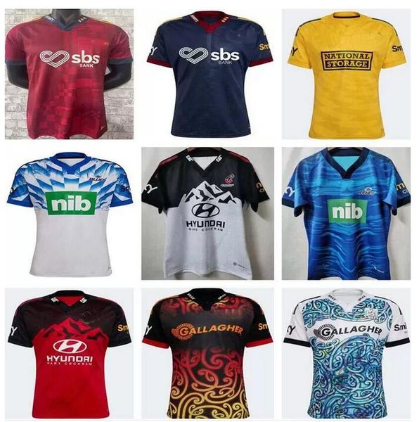 

22 23 new hurricanes highlanders blues crusaders rugby jersey zealand 2023 mens super chief jerseys, Black;gray