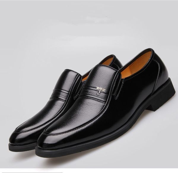 

genuine leather men dress shoes business oxfords casual for man formal gentle luxury designer shoes slip-on with big size us6-us11.5 item qt, Black