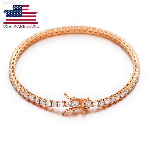 

usa stock women jewelry 18k gold plated 925 sterling silver vvs moissanite diamond tennis bracelet