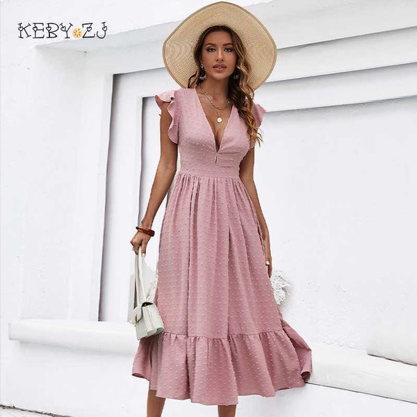 

casual dresse deep v summer clothing chiffon urban sleeveless midi pink slim fit slit for 230316, Black;gray