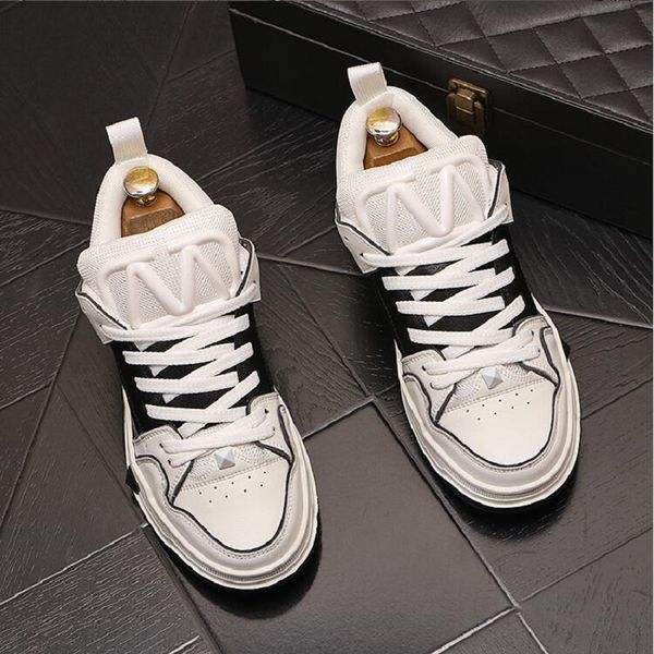 

men shoes 2023 spring autumn style korean version of the trend casual shoes patchwork color fashion sports breathable board shoes d2h2, Black