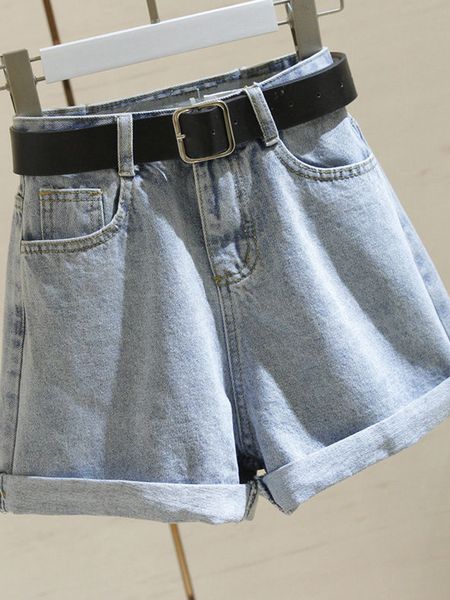 

women's shorts ailegogo streetwear high waist women blue denim shorts with belt spring summer casual female wide leg jeans shorts 23032, White;black