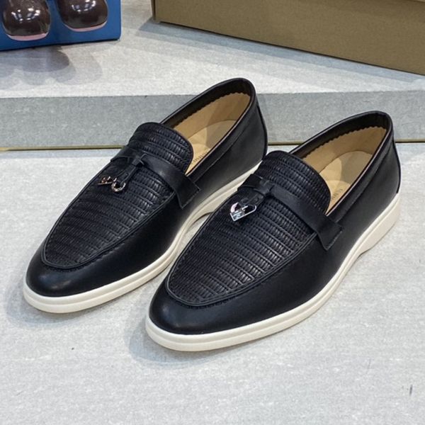 

lp piana shoes genuine leather casual vintage black flat shoes breathable shoes luxury designer one step lazy shoes handmade soft sole shoes