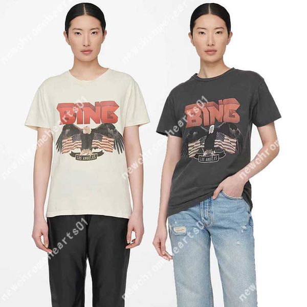 

23ss anine bing women designer t shirt printing old stir-fried color washing fashion short-sleeved tees, White