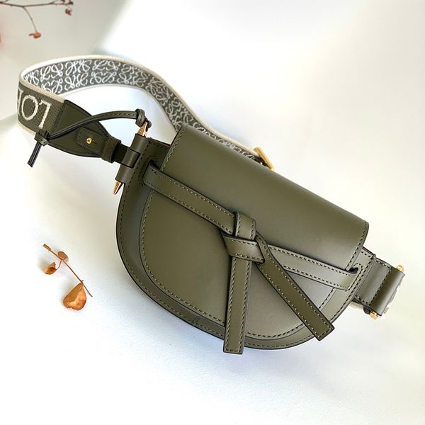 

Bags Designer Evening Saddlebag Mini Crossbody Bags 15CM Shoulder Bag 10A Mirror Quality Genuine Leather Messenger Bag with Box LO01, Army green