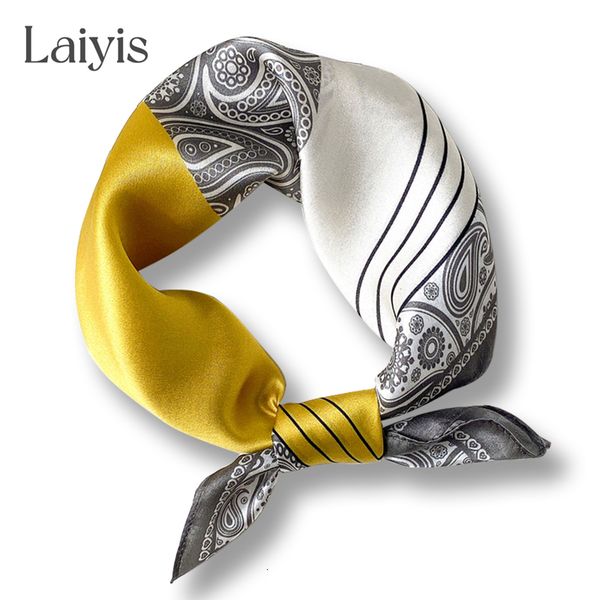 

scarves 100% real silk square scarf women print natural headkerchief ladies hair hand wrist foulard spring fashion bandana echarpe 230328, Blue;gray
