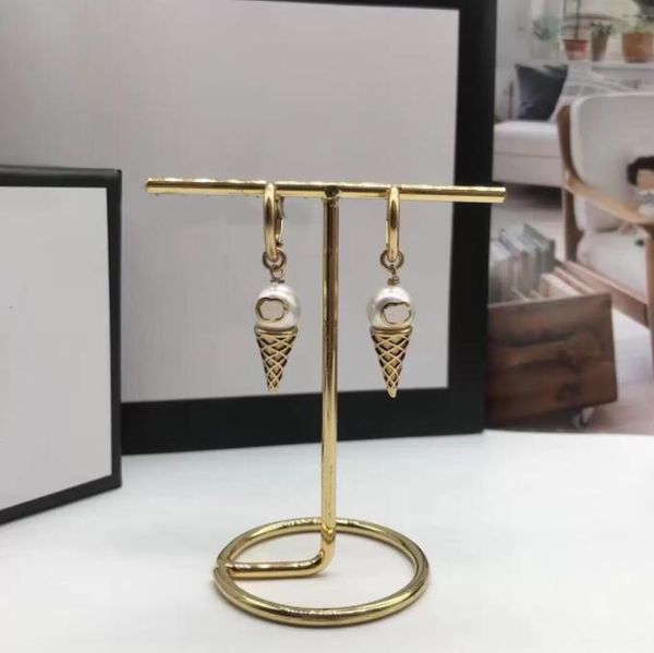 

luxury dangle designer charm earring ice cream drop earrings aretes orecchini for women party lovers gift jewelry, Silver