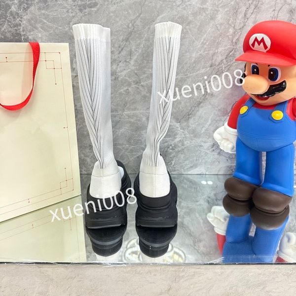 

2023new womens stretch autumn winter over the knee boots women black khaki thick white bottom flat platform shoes thigh high boots long boot, Red;white