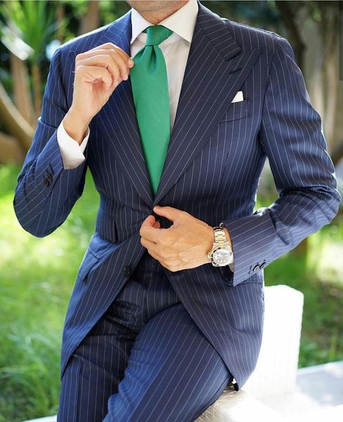 

men's suits blazers navy pinstripe mens suits peaked lapel two button groom wedding business prom party blazer jacket jacketpants 23032, White;black