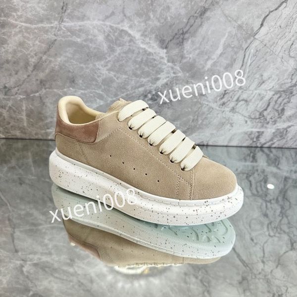 

men designer fashion casual shoes womens new mens beige black white suede leather platform sneakers camo trainers2023, Red;white