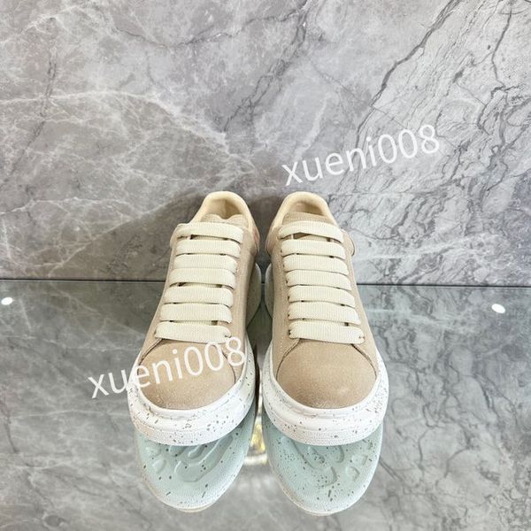 

2023new men designer fashion casual shoes womens new mens beige black white suede leather platform sneakers camo trainers, Red;white