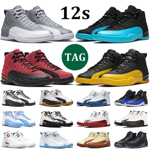 

12s stealth men basketball shoes jumpman 12 retro gamma blue reverse flu game university gold dark grey royalty playoff mens sports trainer