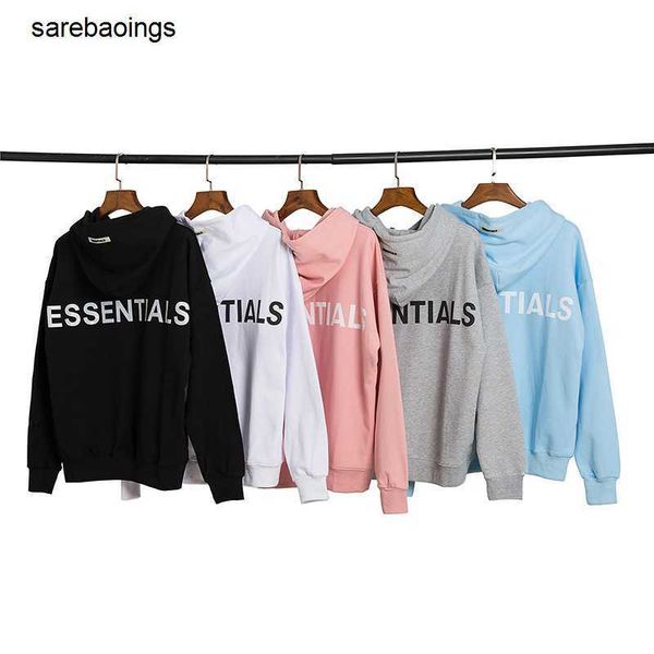 

fos classic short sleeve autumn and winter new high street essen reflective letter plush hooded sweater, Black