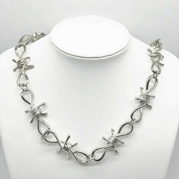 

pendant necklaces 2020 new wire brambles iron choker necklace women hip-hop gothic punk style barbed wire brambles chain choker gifts p23032, Silver