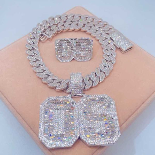 

necklace moissanite chain Hot Sell Urban Jewelry Rapper Custom Iced Out Hip Hop Letter Initial Name Pendant Moissanite