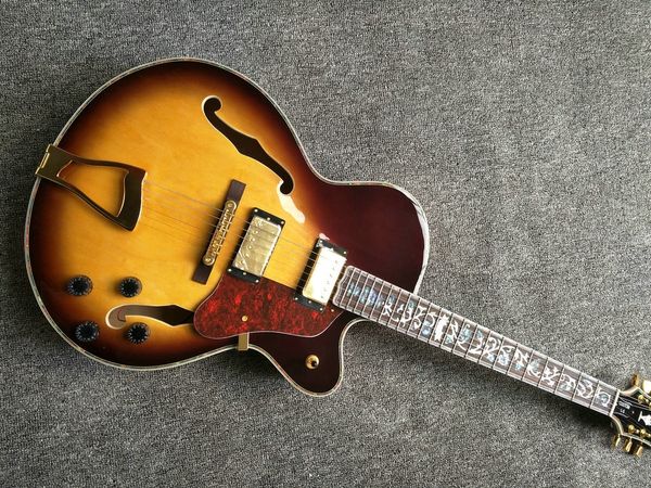 

china custom hollow body jazz electric guitar,sunburst colour gitaar,rosewood fingerboard guitarra