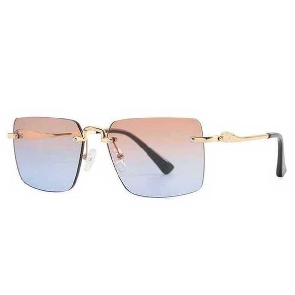 

luxury designer sunglasses 20% off decorative frameless square color male female leopard head metal 2379kajia, White;black